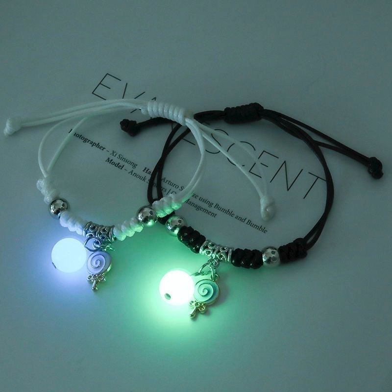 Gelang Tali Kepang Luminous Glow In The Dark Warna Hitam / Putih Untuk Pria / Wanita