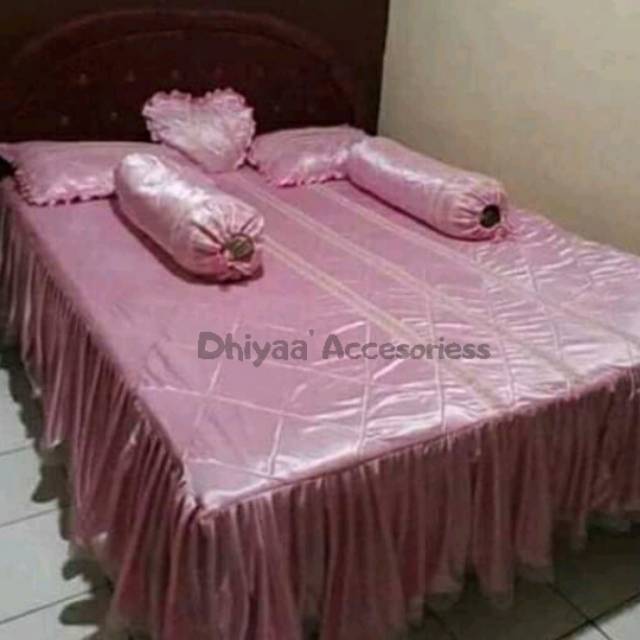 SEPREI PENGANTIN SET BANTAL GULING,  BAHAN SATIN, SIZE 180 X 200