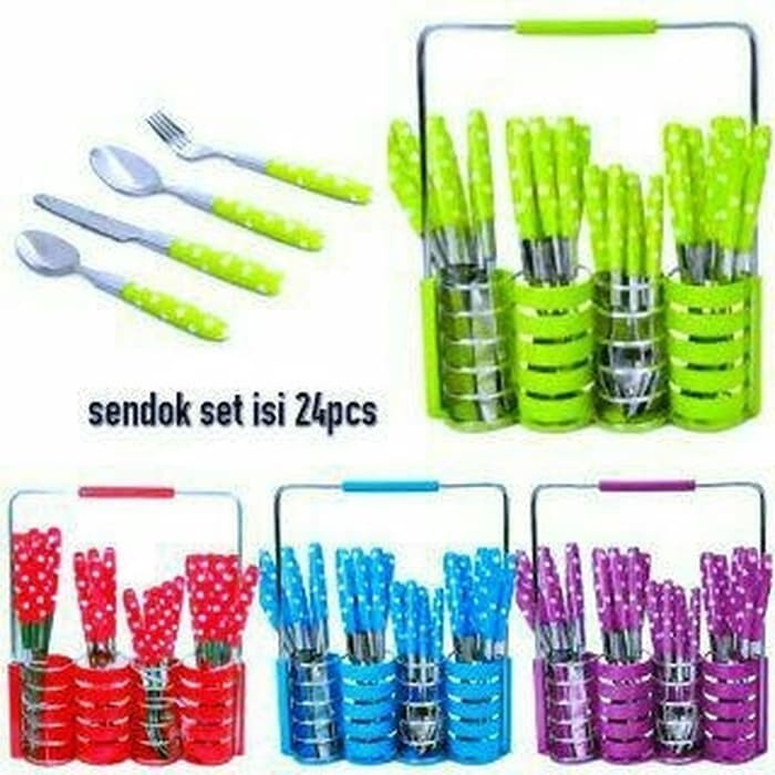 sendok set polkadot isi 24 - sendok stainless polkadot - sendok makan