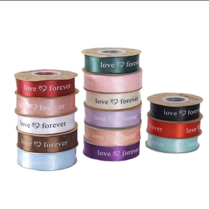 

Pita Ribbon 2,5cm Pita Parcel Gift Hampers Pita Satin Motif Love Forever Ribbon 25mm Per yard (90cm) DIY Crafts Satin Grossgrain Tapes Card Wrapflower Bouquet Dekorasi Kado Pita Ribbon 2,5cm