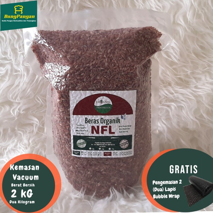 

gr011ttr 2Kg Beras Merah Organik Premium Nfl Bersertifikat Utk Diet, Diabet Dll - Sosoh Sv012Ss