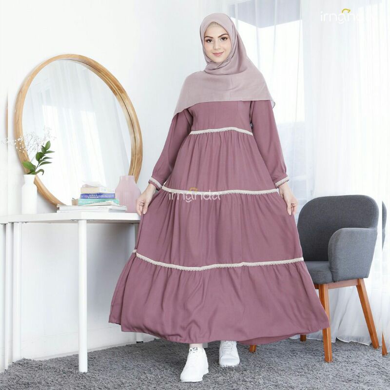 diana dress ori by irnanda gamis syari bahan woly crepe size m l xl motif polos busui cantik casual