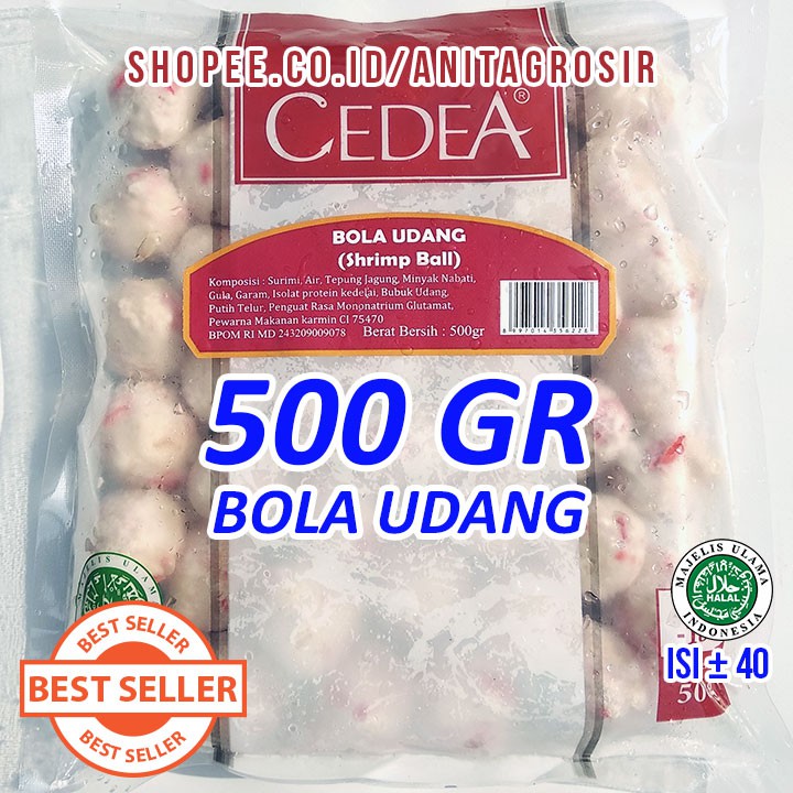 Jual Cedea Bola Udang 500gr Isi 40 Shrimp Ball Bakso Seafood Bahan Utk