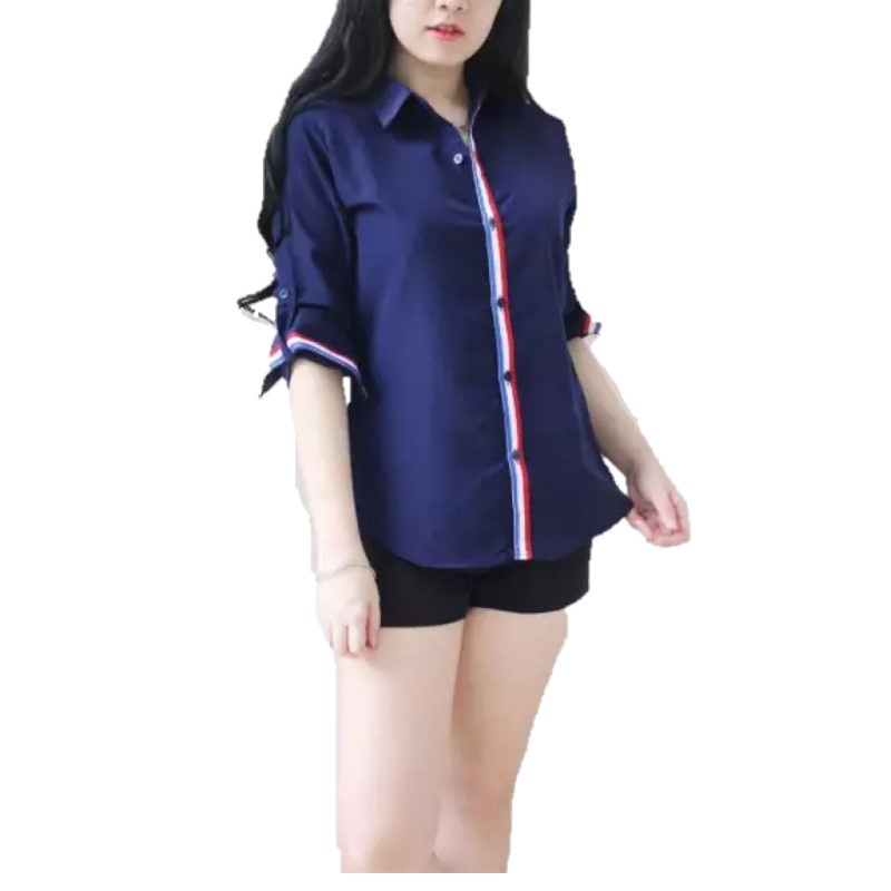 HEM MOUSSY TOP KEMEJA WANITA PUTIH PAKAIAN ATASAN HEM MOUSSY TOP KEMEJA WANITA PUTIH PAKAIAN ATASAN