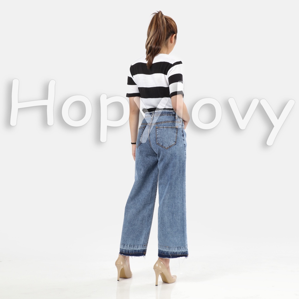 HOPYLOVY Celana Kulot Jeans Wanita Snow Acid Highwaist Deepika