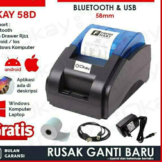 

Ditunggu! Kertas thermal 58x40mm cocok untuk mini printer kasir ppob per 5 roll ...