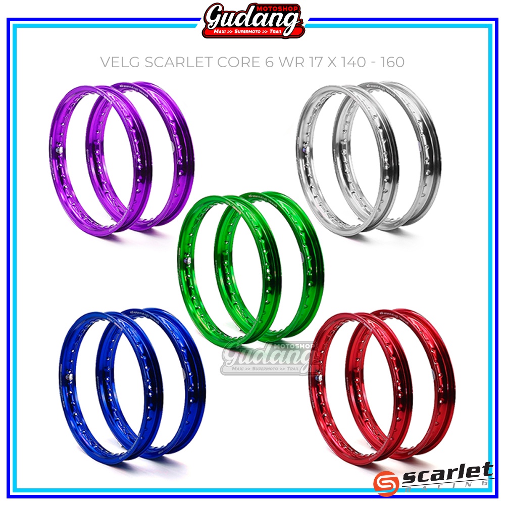 Velg Set Depan Belakang Almu SCARLET Racing WR Ring 17 X 140 160 185 215 Universal Hitam Gold Merah Hijau Silver Biru