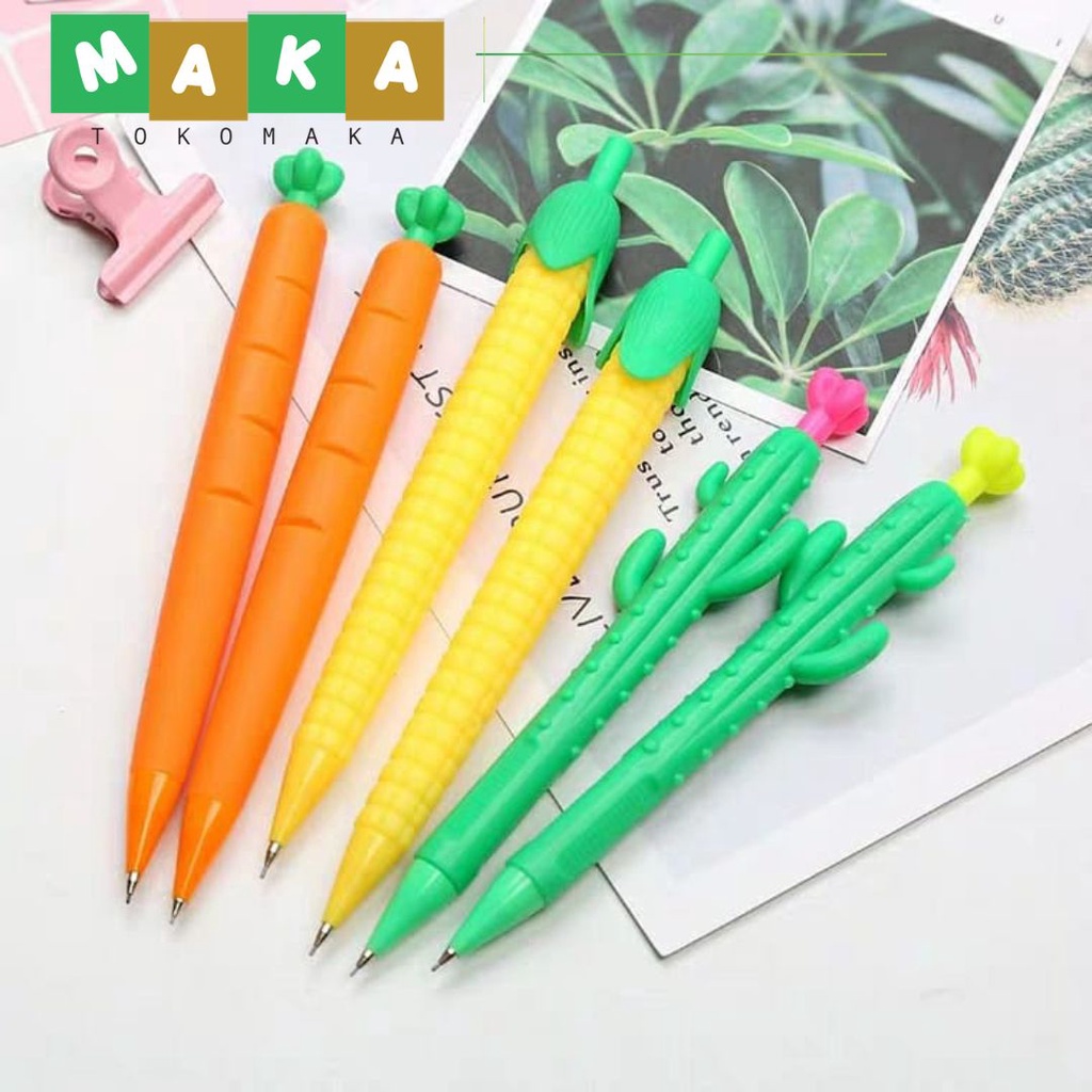 

pensil cetek mekanik bentuk wortel jagung kaktus alat tulis sekolah lucu unik perlengkapan sekolah murah import