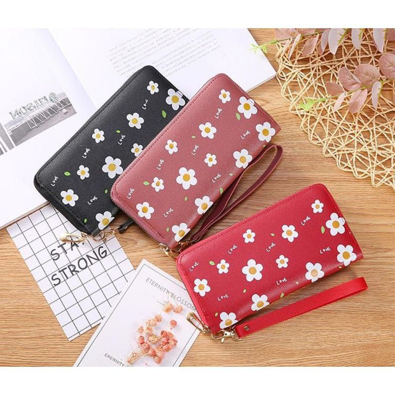 Dompet Panjang Wanita A88 Motif Bunga Daisy Style Wanita Korea