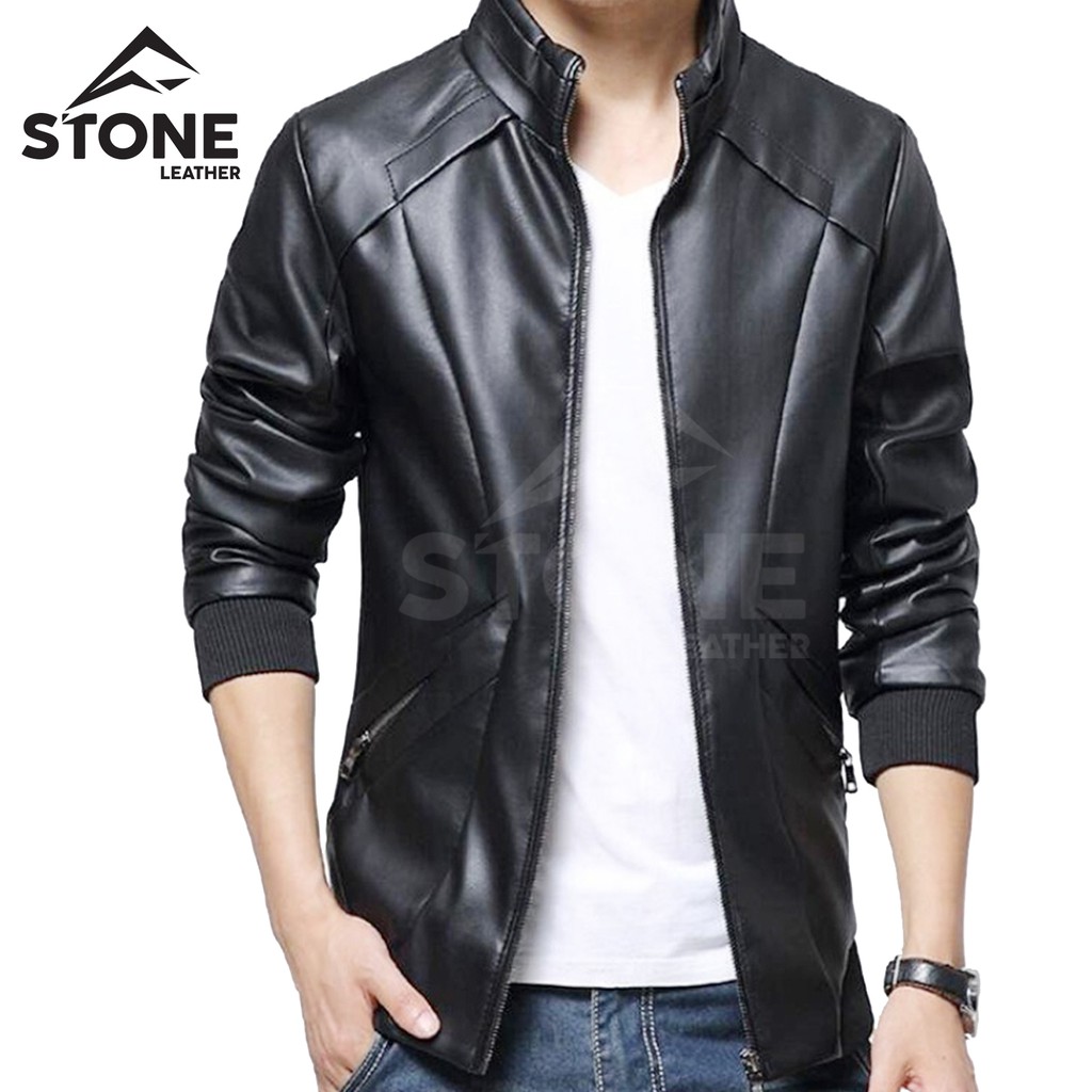 Jaket Kulit Sintetis Bomber Korea Style