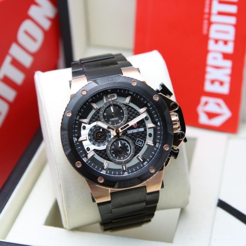 JAM TANGAN PRIA EXPEDITION E 6751 BLACK ROSEGOLD E 6751 ORIGINAL