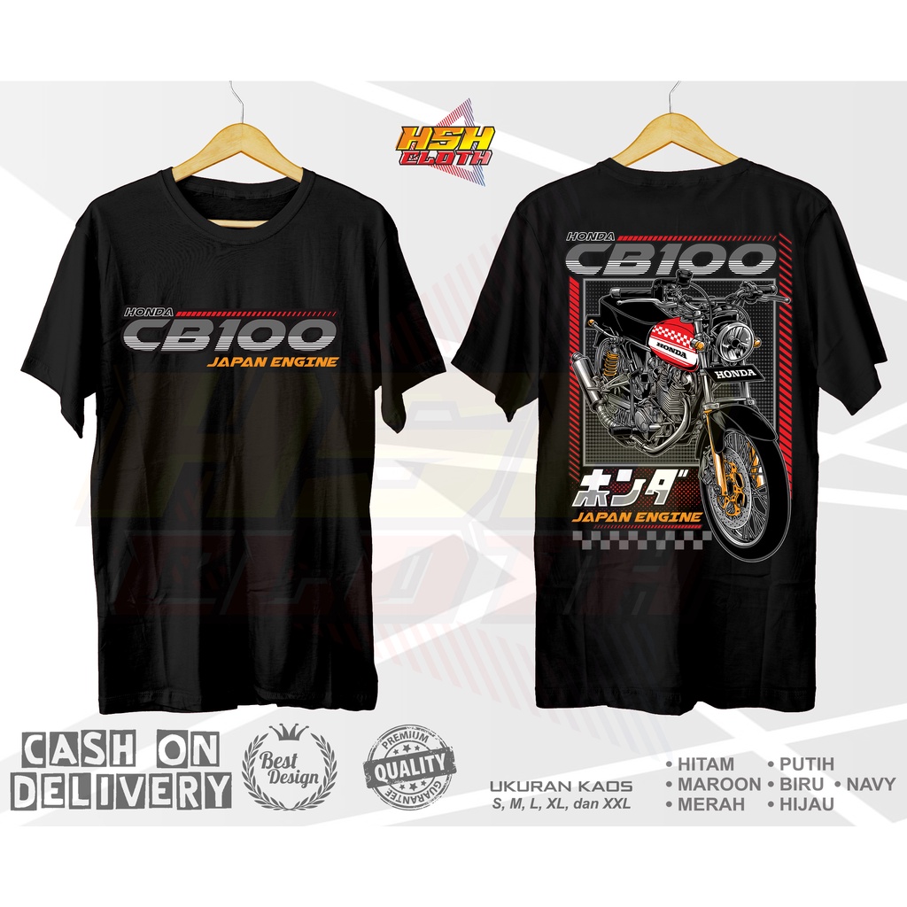 Baju Kaos Distro CB100 Japan Engine Otomotif Bisa Custom - HSHCloth