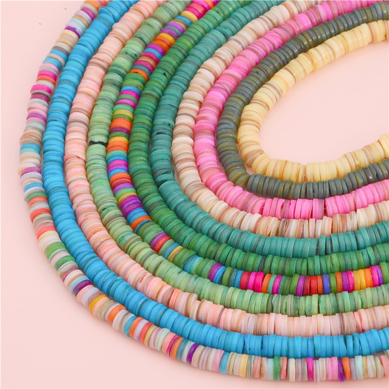 6/8mm 38 cm/untai Alami Shell Beads Spacer Beads Heishi Longgar Memimpin Perhiasan Membuat Kalung Dan Gelang