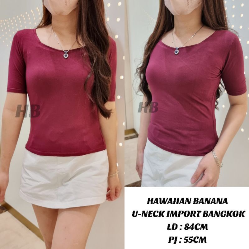 Hawaiian Banana - Kaos U Neck Siku Import Bangkok Bahan Tebal Bagus Premium