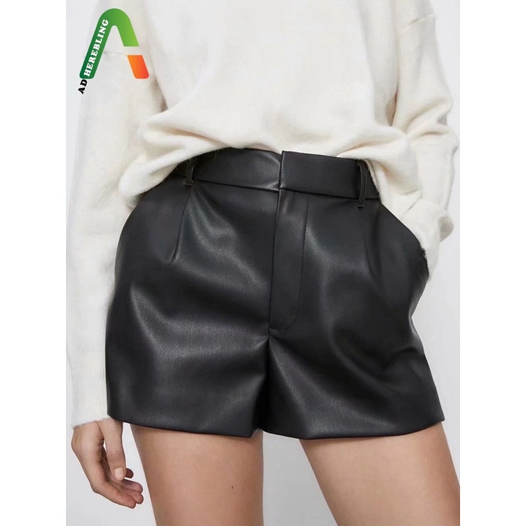 Korean Celana Pendak Kulit Short Hot Pants Leather