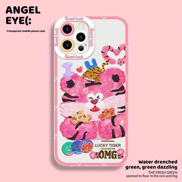 Soft Case Silikon TPU Motif Harimau Pink Untuk Iphone 12 13 SE 6 6S 7 8 Plus X XS XR 11 Pro Max