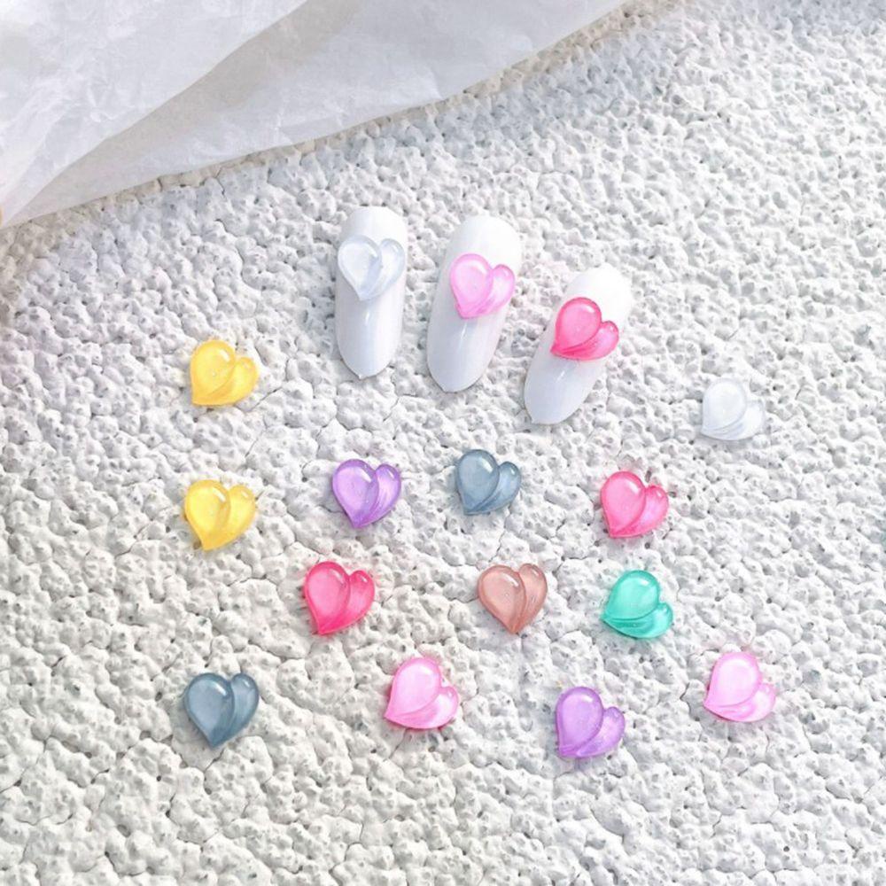 AUGUSTINA Agustina Berbentuk Hati Perhiasan Kuku Permen Warna Pesona Aurora Symphony Flat DIY Nail Art Ornamen