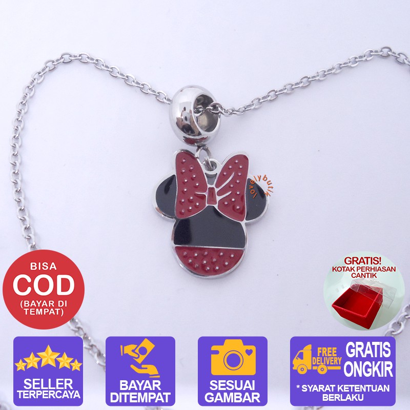 Lovelybutik Kalung Titanium Anti Karat MNT 2 warna Kalung Wanita Uk.45 cm BONUS KOTAK PERHIASAN SLV