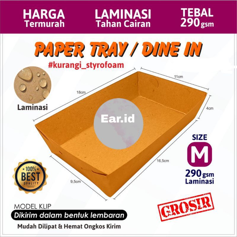 Paper tray piring kertas size M 290gsm alas tempat makan kentang sosis