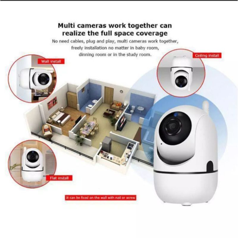 IP Camera Cctv WiFi YCC365 Human Tracking 5MP Wireless1080P Night Vision