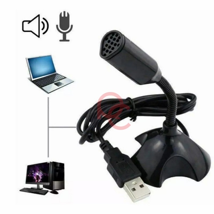 KEBIDU Microphone Laptop Komputer USB / Microphone PC Laptop Meeting Conference Video Call Podacast Gaming Mikrofon / Universal USB Mini Mic / Portable Adjustable Studio Speech Mini USB Microphone Stand Mic With Holder - M-306 - Black