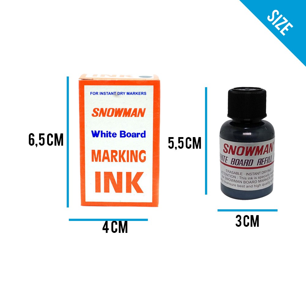 Isi Tinta Spidol WHITE BOARD - Refill Marking Ink Snowman - Refil Tinta Spidol Snowman Warna Hitam