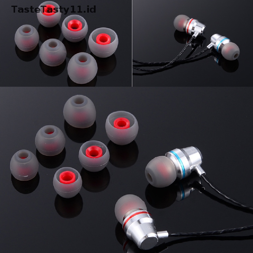 10pcs Eartips Noise Isolating Bahan Silikon Ukuran S M L Untuk Headphone