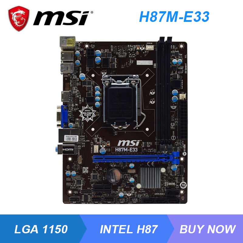 PREORDER MSI H87M-E33 Intel H87 LGA 1150 Desktop PC Motherboard DDR3 32GB Xeon E3 Core i7-4770K i5-4