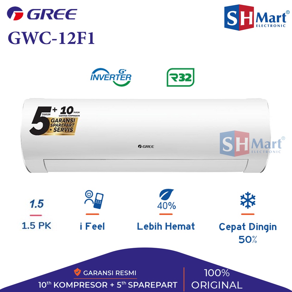 AC GREE 1,5 PK INVERTER GWC-12F1 /12F1 WHITE PEARL GARANSI RESMI (MEDAN)
