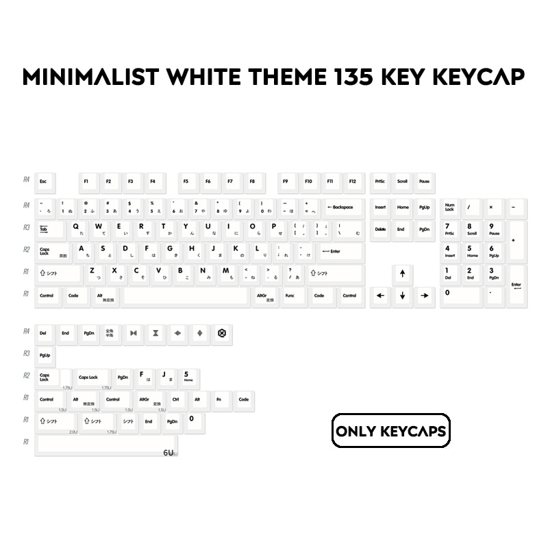 Keycaps 135 Tombol Pbt Desain Minimalis Warna Putih Untuk Keyboard Mekanik