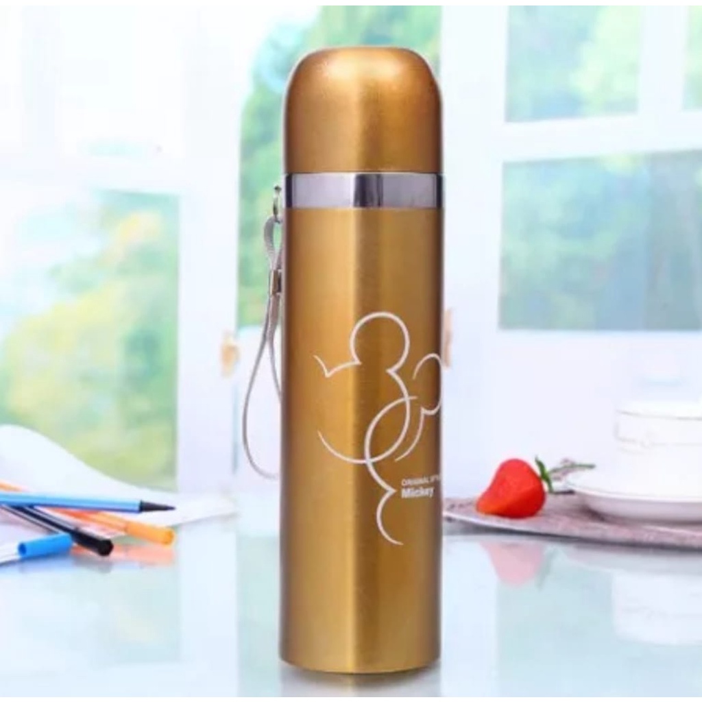 Thermos Air Panas Karakter Kartun Micky Mouse Vacum Stainless Steel 500ML Thumbler Design Terbaru Kekinian-Tumbler Unik Cute Bermotif Kartun Tempat Penyimpanan Air Panas Dan Dingin Botol Tempat Minum Kuat Tahan Lama 500 ml