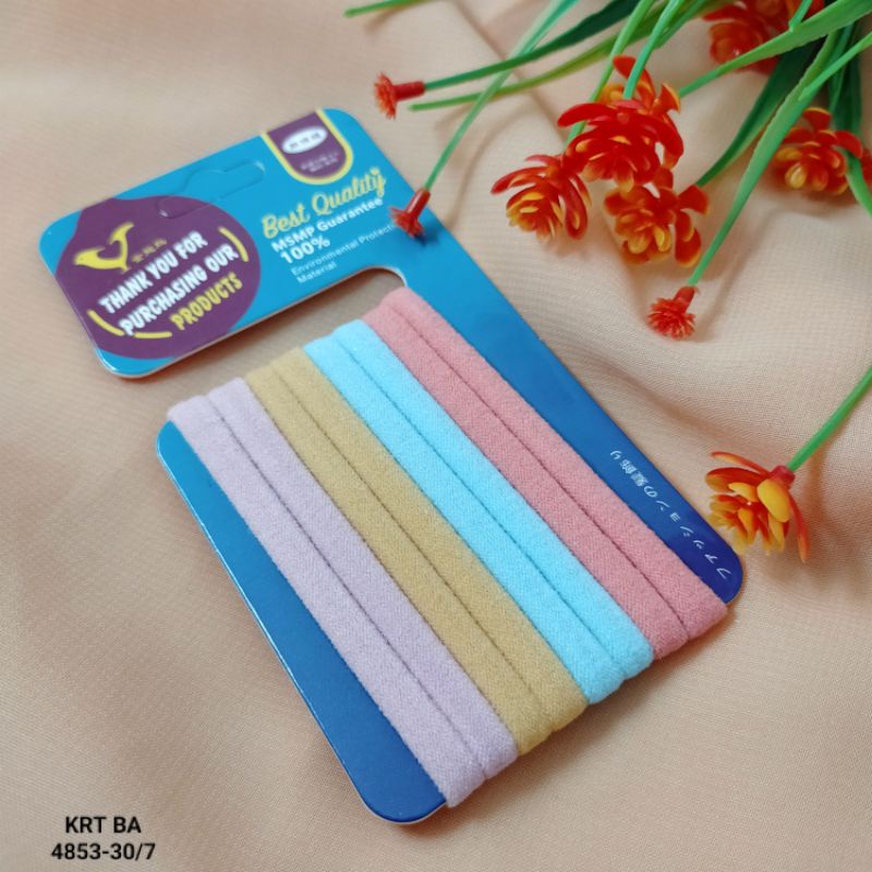 Karet Ikat Rambut Polos Elastis Aneka Warna Isi 8pcs / Kuncir Rambut Anti Melar KRTBA4853-27-5