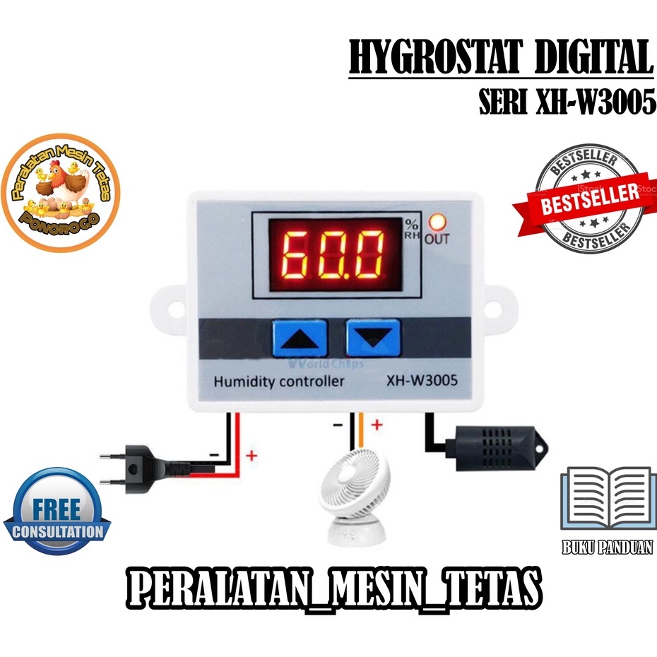 Digital Humidistat / Hygrostat, Humidity Controller, XH- W3005, 220V AC