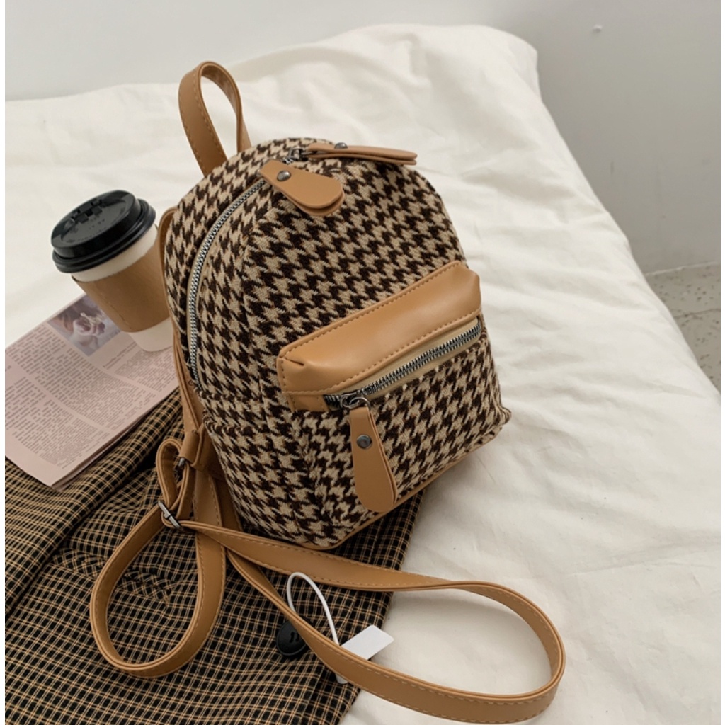 BJ16323 - BLACK/BROWN/KHAKI - TAS RANSEL MOTIF KOTAK KECIL MOZAIK TAS SELEMPANG TAS WANITA FASHION IMPORT MODIS ELEGAN TERMURAH TERLARIS TERBARU BAGSTORE JAKARTA TAS BATAM EL6323 CR7552 JT83145 BQ3278 LT1969 GT1895