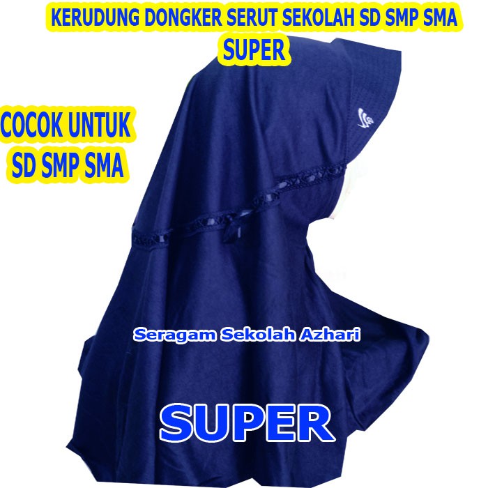 Kerudung Sekolah SMP Navy Biru Dongker-Jilbab Sekolah SMP SMA Instan-Seragam Sekolah SMP