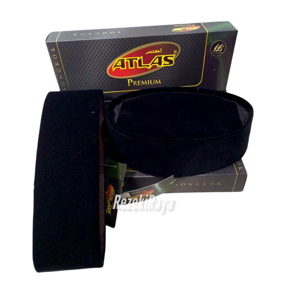 Peci Songkok Kopiah ATLAS AC Hitam Premium Exclusive Size 4- 10 Tinggi 8,9,cm
