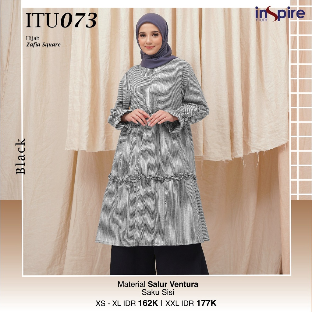 Inspire Tunik ITU 073 Tunik Wanita Bahan Salur Ventura Atasan Kekinian Fashion Muslimah