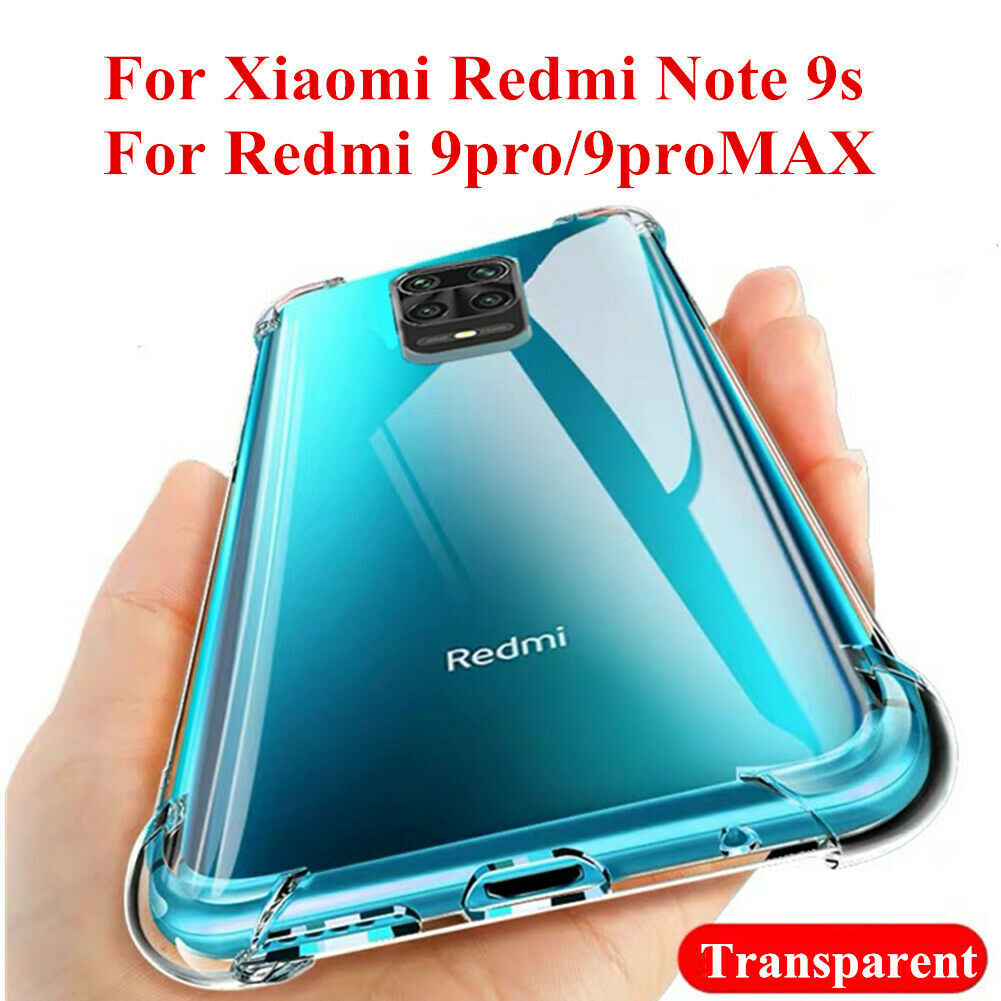 For Xiaomi Redmi Note 9S 9 Pro Max Shockproof Silicone Soft Clear TPU Case Cover