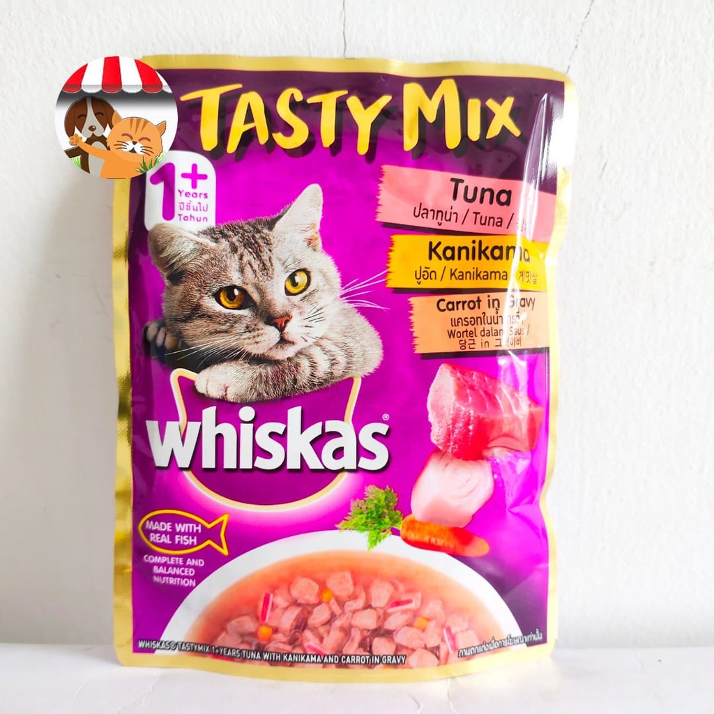 Whiskas Tasty Mix Rasa 70gr - Tuna Kanikama Carrot In Gravy