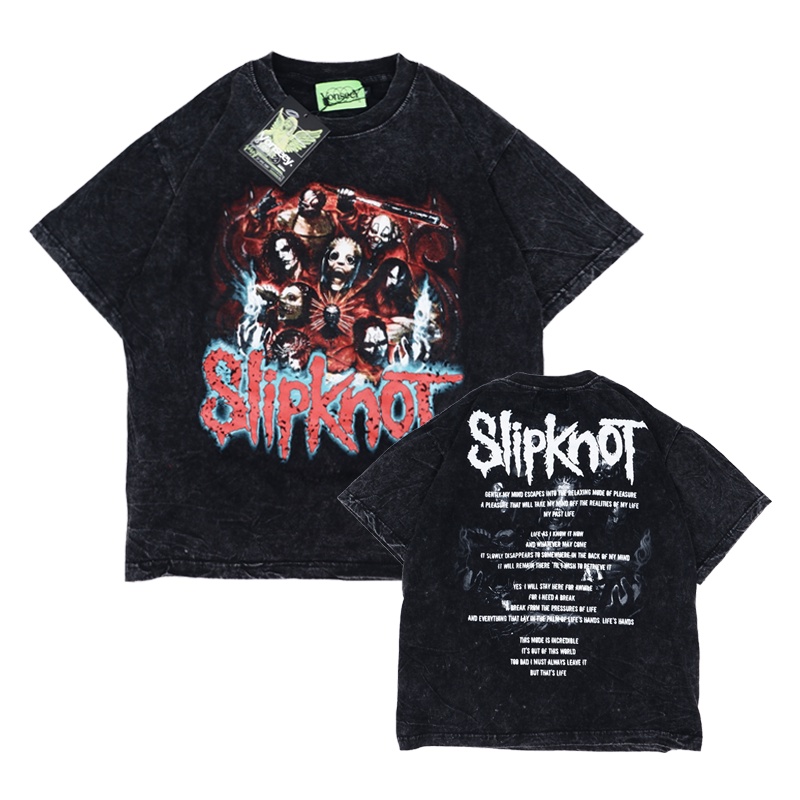 T-Shirt Slipknot Oversize Band Black Washed | Black Sabbath Original Vonseey Full Tag