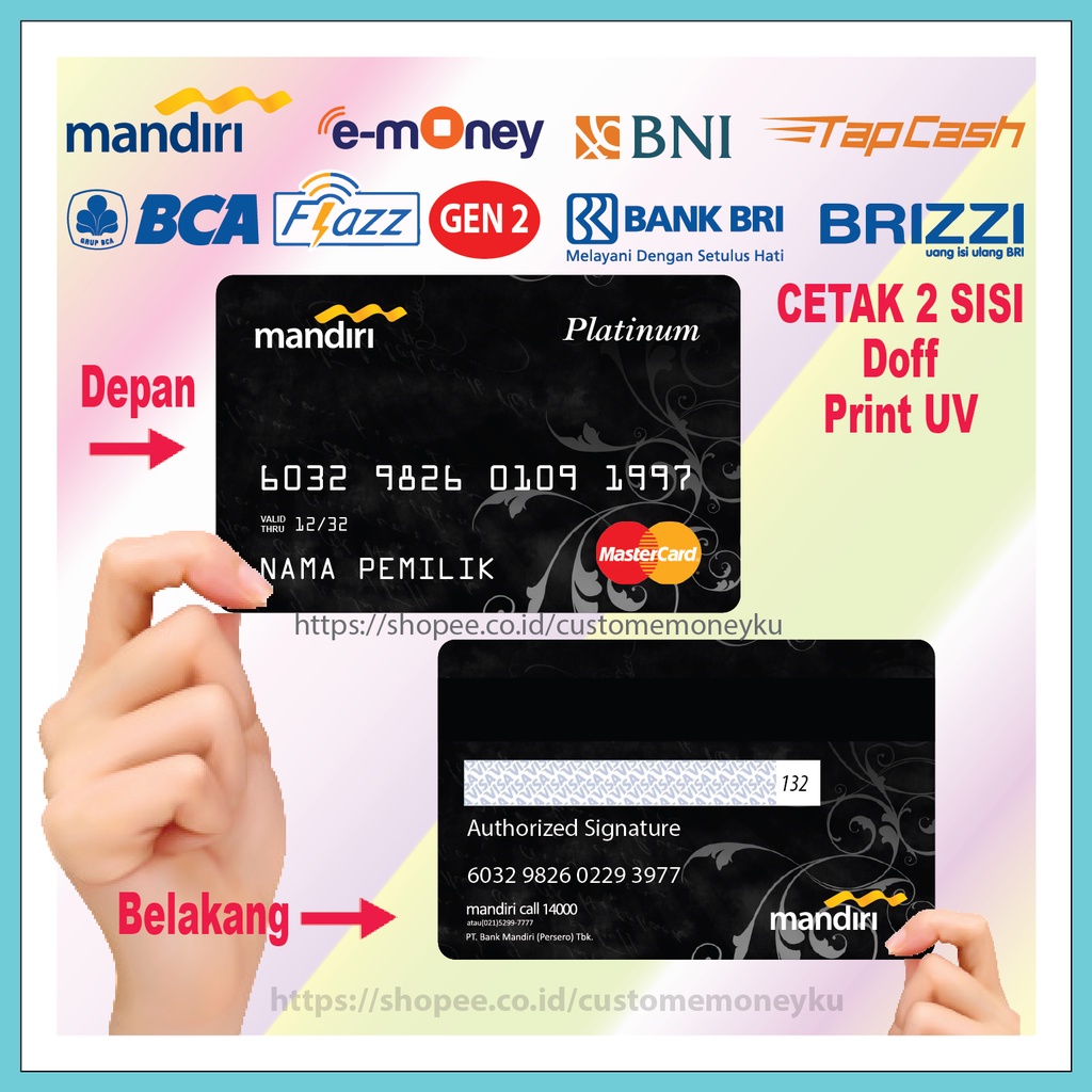 KARTU EMONEY DESIGN CUSTOM GOLD BLACK CARD E-MONEY MANDIRI FLAZZ BCA GEN 2 TAPCASH BRIZZI 2 SISI