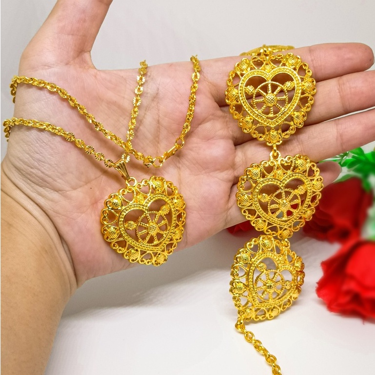 Set Gelang bracelet+kalung perhiasan lapis emas 24k fashion dubai Xuping