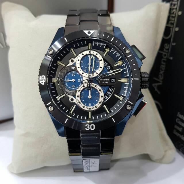 jam tangan alexandre christie ac6465 black blue 6465