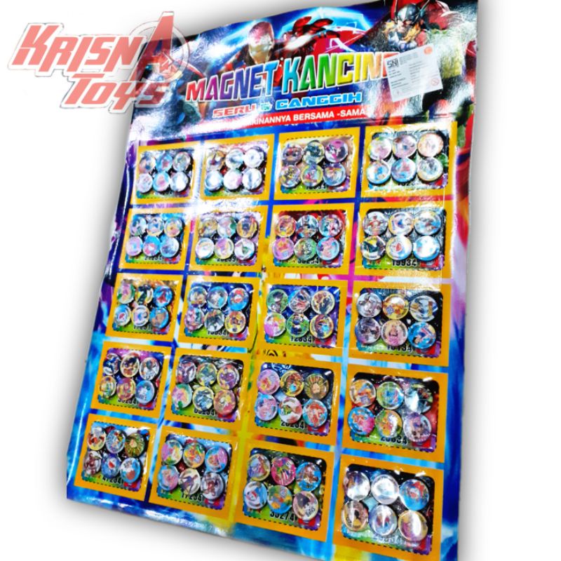 MAINAN ANAK MAGNET BULAT KANCING KARAKTER/MAGNET MAINAN isi 120pcs/Lembar