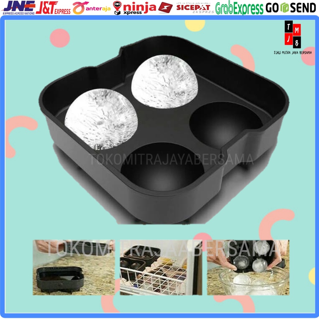 CETAKAN ES BATU SILIKON SILICONE BULAT BOLA ISI 4 COKLAT  ICE BALL MAKER