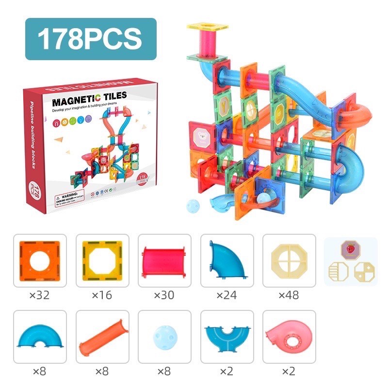 magnetic tiles marble run 118 - magnatiles alike - balok magnet - magnet blocks