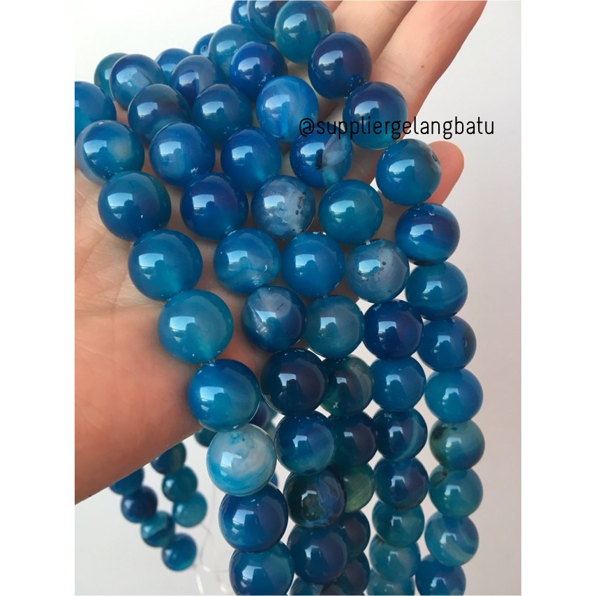 12mm aquamarine kilap grade natural aksesoris korea gelang kalung batu beads supplier craft fashion