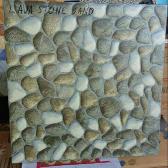  Keramik  motif batu 40x40 warna LAVA STONE SAND merk Accura 