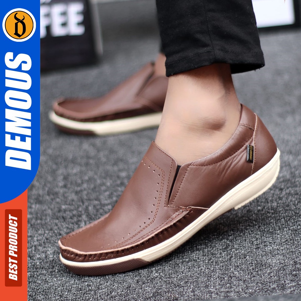 DEMOUS Sandro - Sepatu Slip On Casual Kerja Pria Kulit Asli