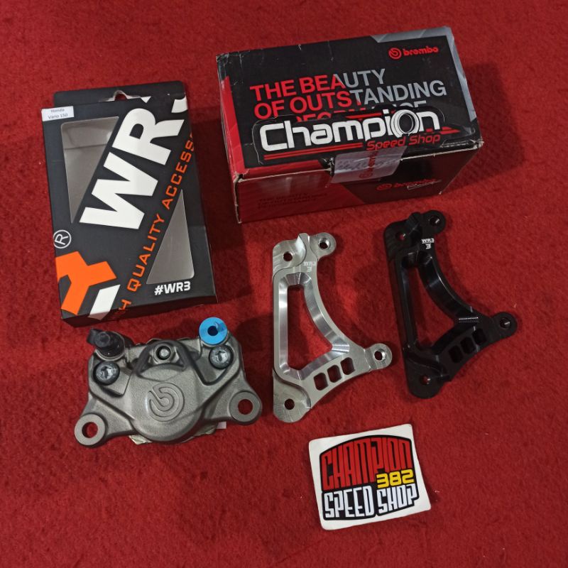 Paket Bracket Kaliper WR3 Brembo 2 Piston Grey 260mm Vario 125 Vario 150 Beat Scoopy